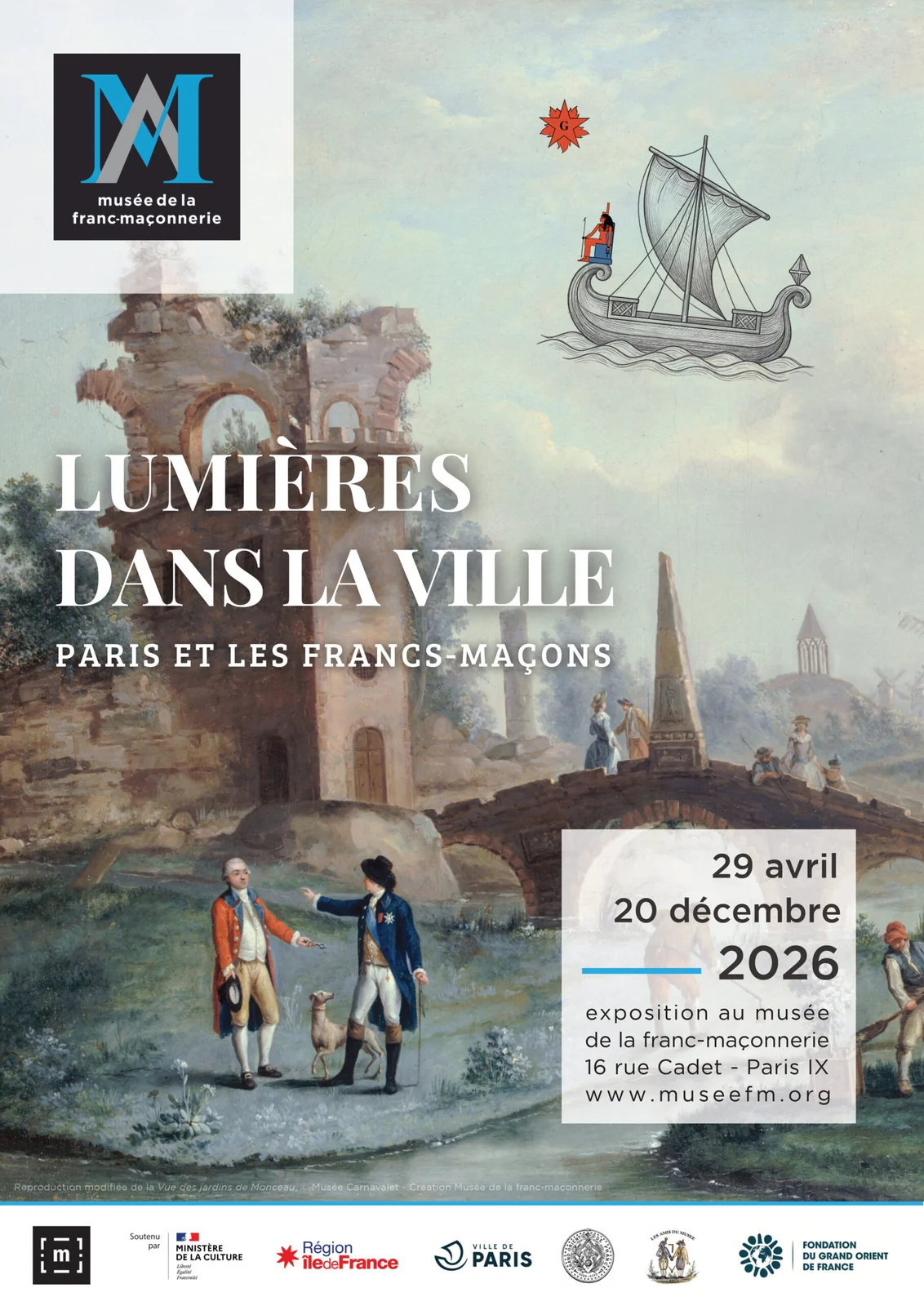 Illustration géométrique originale : « Lumières dans la ville » : Paris raconté par ses francs-maçons