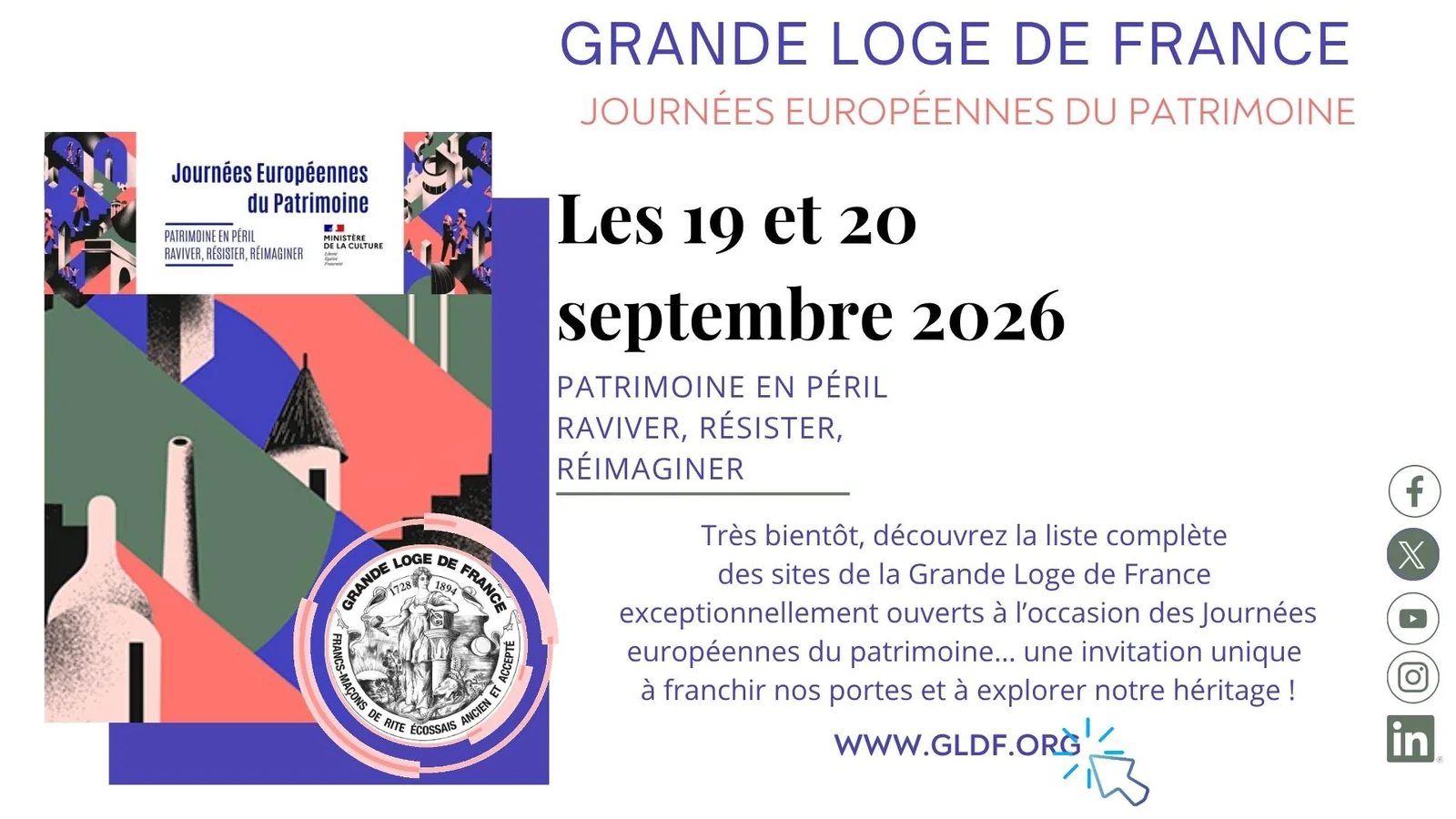 Illustration géométrique originale : Patrimoine : la Grande Loge de France prépare ses portes ouvertes